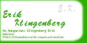 erik klingenberg business card